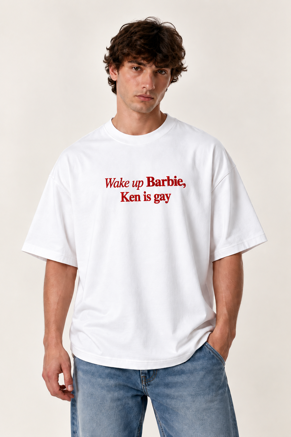 Wake up Barbie Embroidered Oversized Tee
