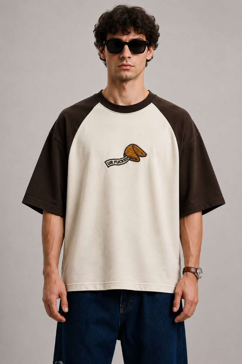 F*cked Fortune-Embroidered Raglan Tee