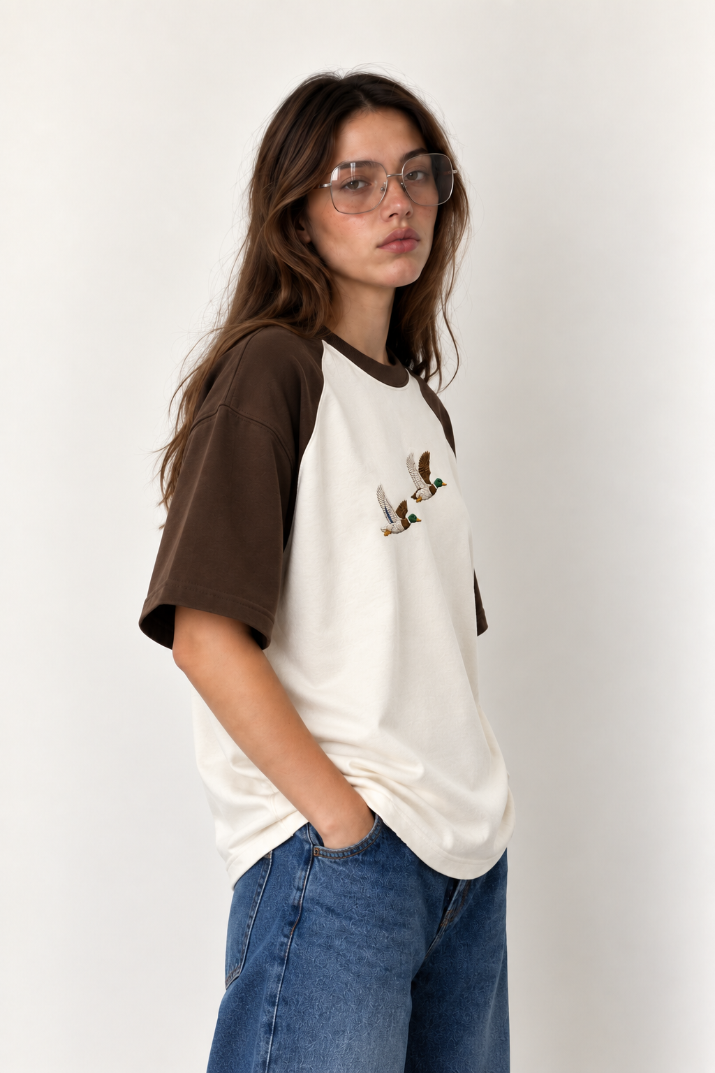 Twin Mallards Embroidered Raglan Tee