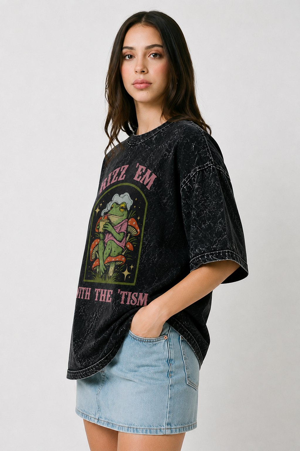 Rizz 'Em – Acid Wash Oversized Tee