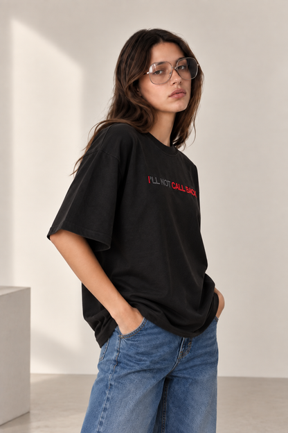 No Call Back-Embroidered Oversized Tee