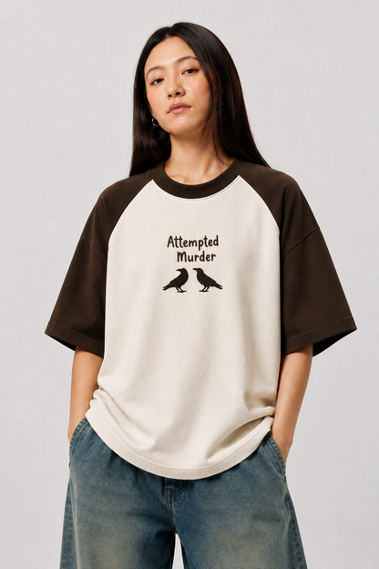 Attempted Murder Embroidered Raglan Tee