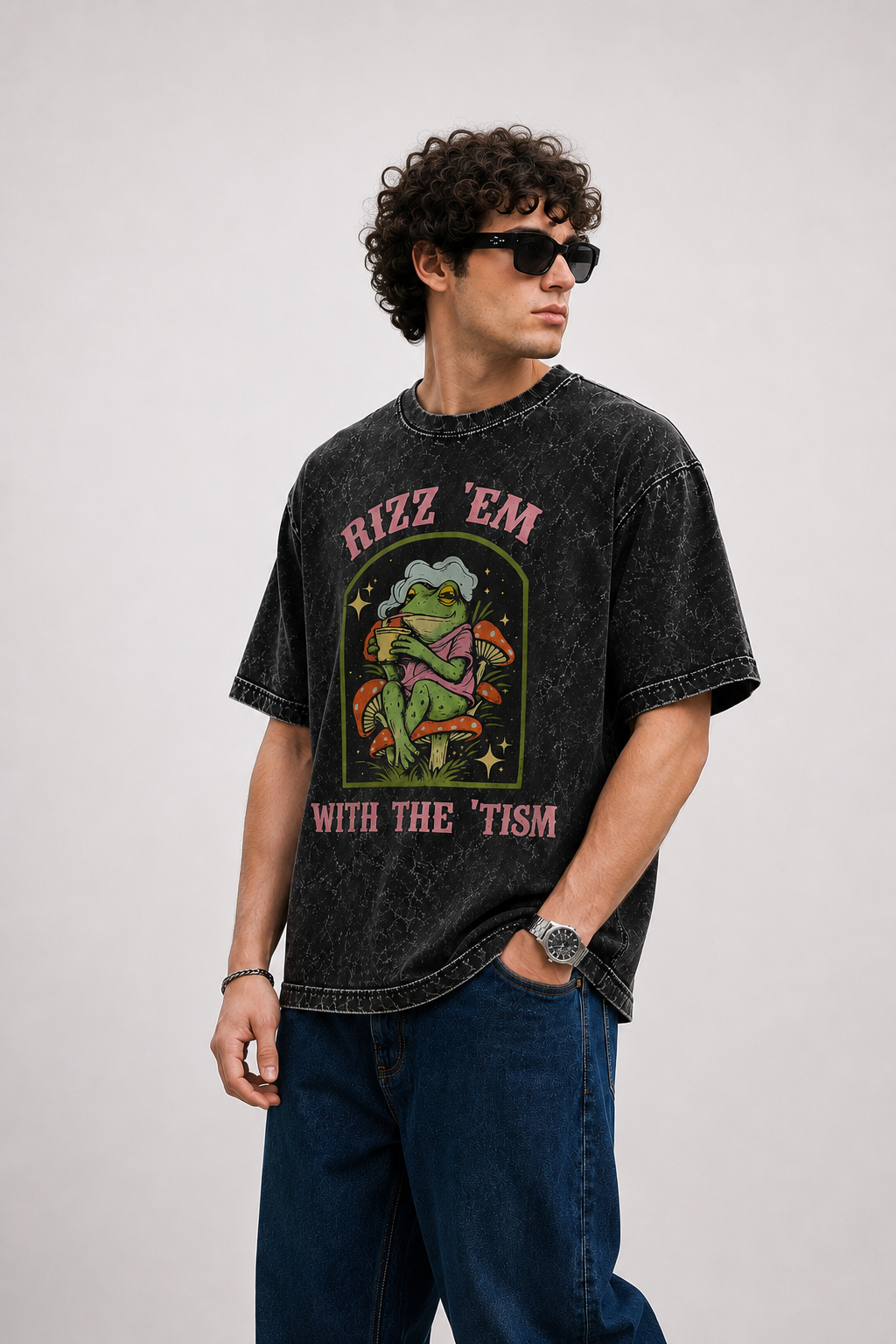 Rizz 'Em – Acid Wash Oversized Tee