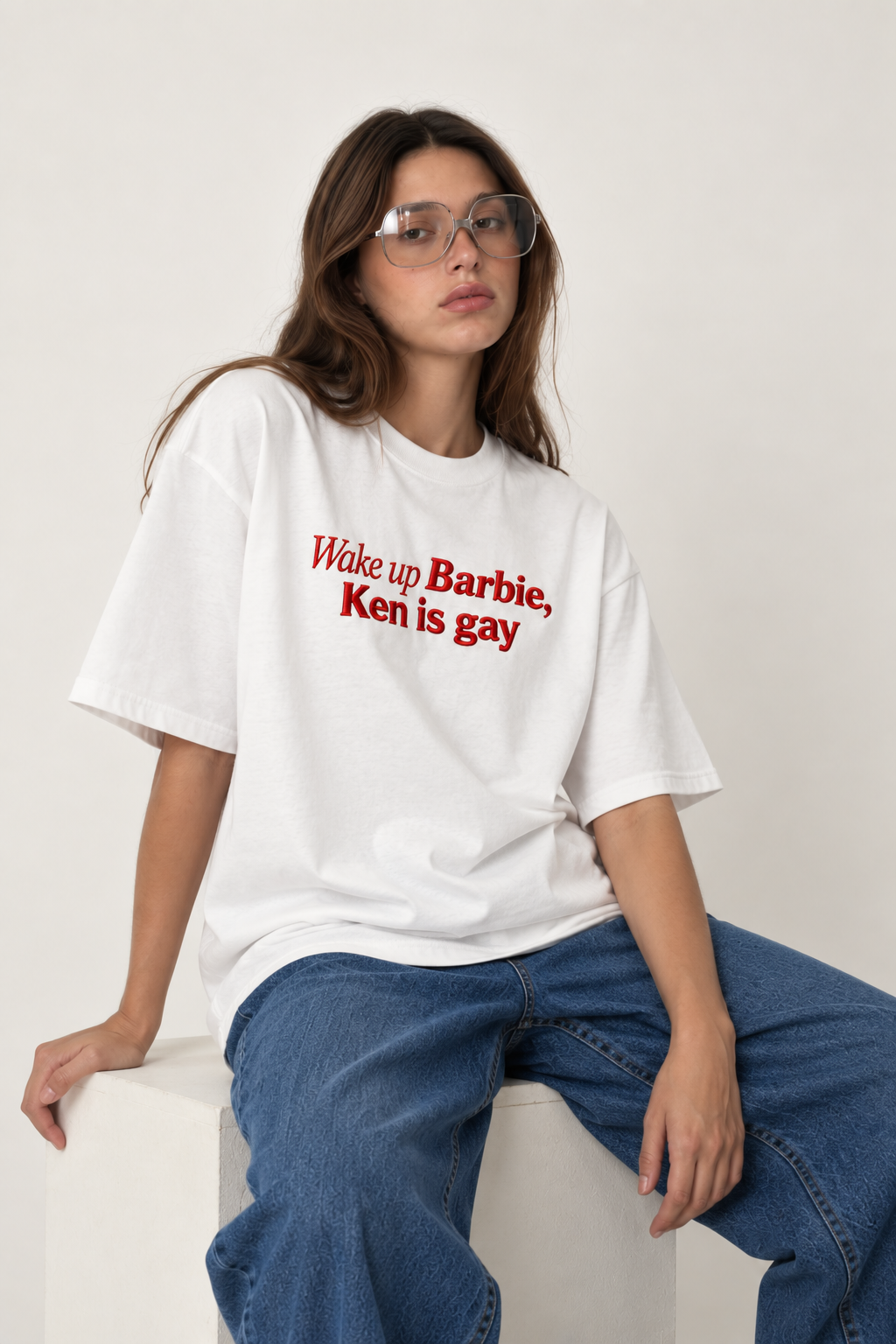 Wake up Barbie Embroidered Oversized Tee