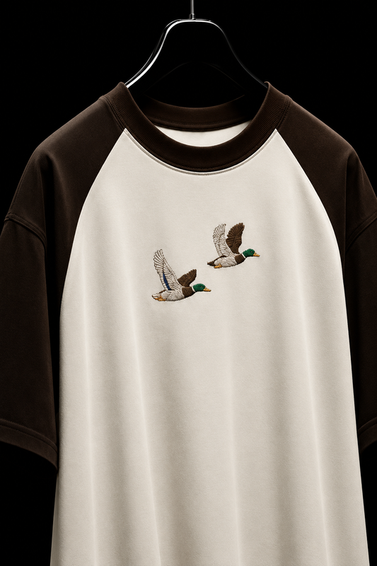 Twin Mallards Embroidered Raglan Tee