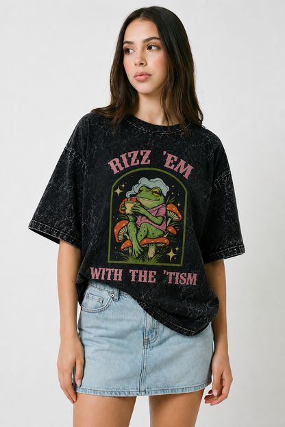 Rizz 'Em – Acid Wash Oversized tee