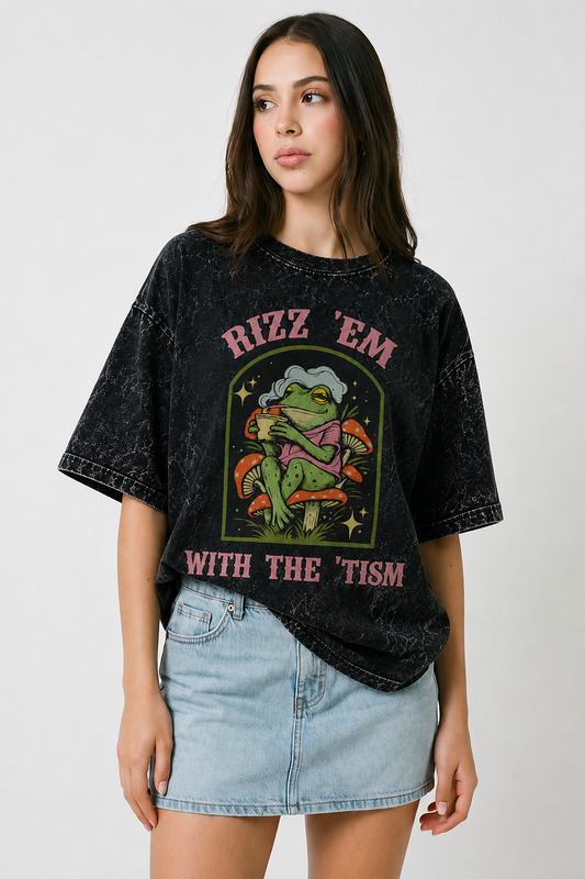 Rizz 'Em – Acid Wash Oversized tee
