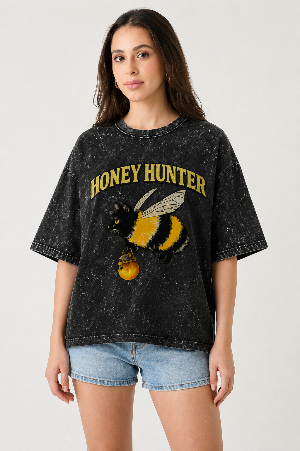 Honey Hunter Acid Washed Oversized Tee