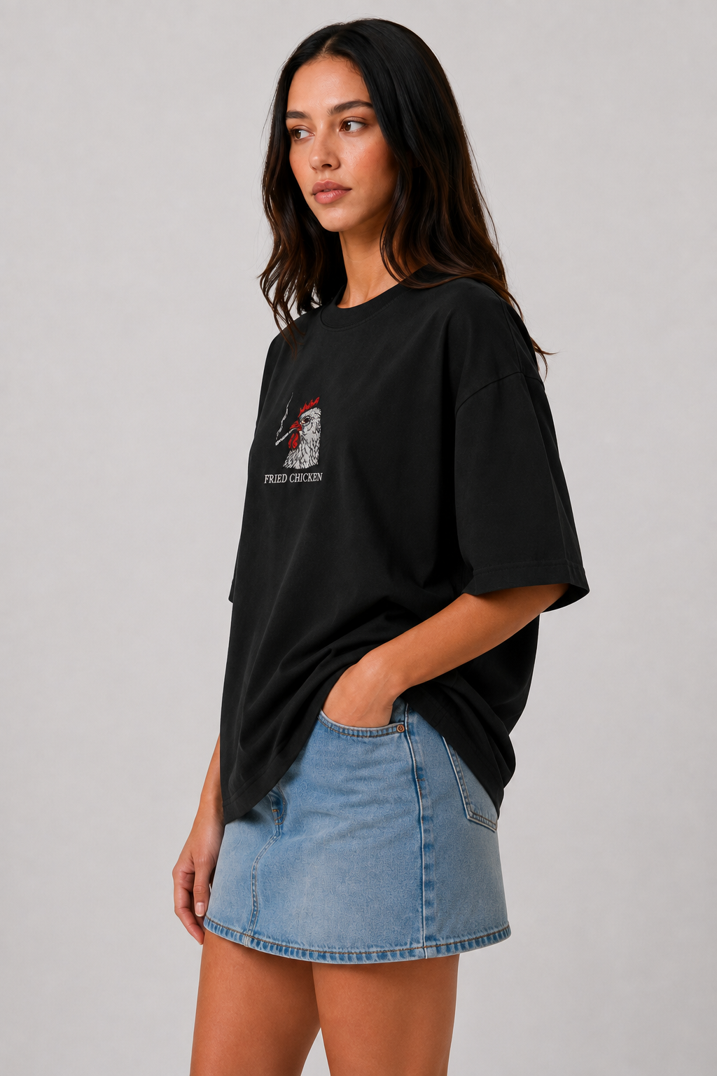 Fried Chicken- Embroidered Oversized tee