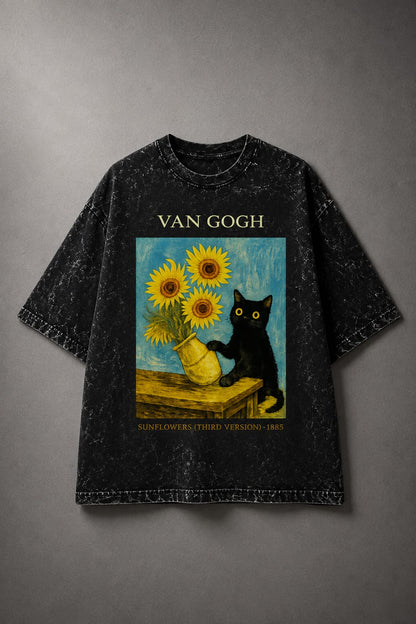 Van Gogh-Acid Washed Oversized Tee