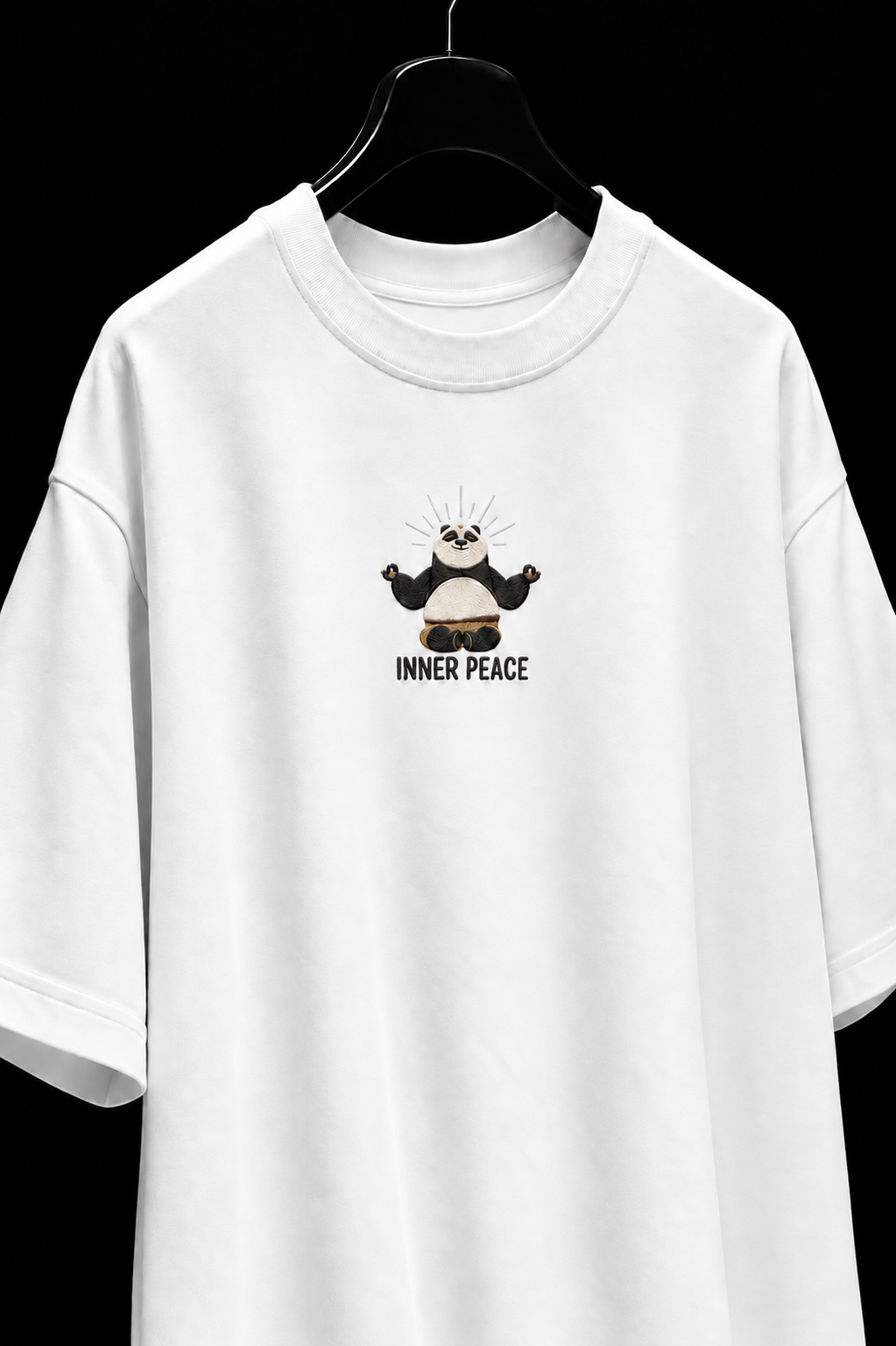 Inner Peace Panda Oversized Embroidered Tee