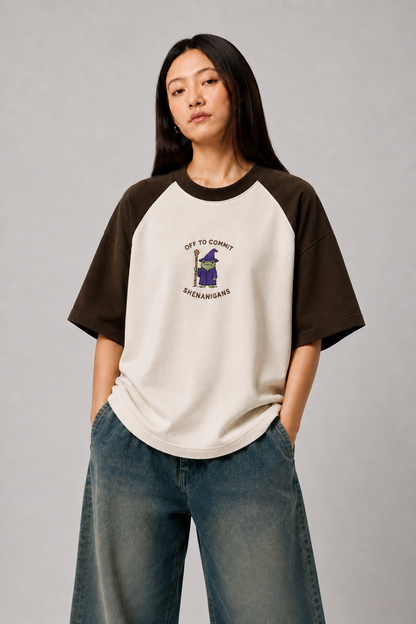 Committed to Shenanigans Embroidered Raglan Tee