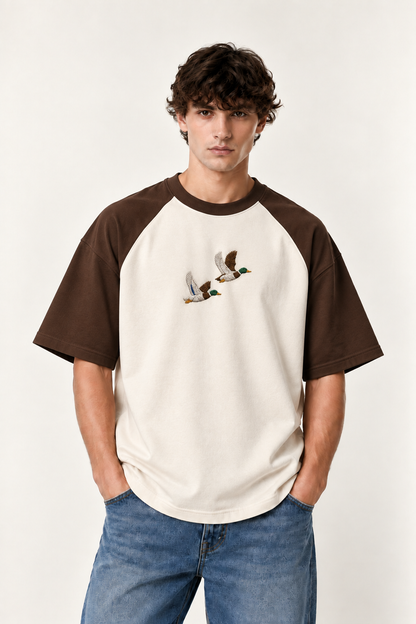 Twin Mallards Embroidered Raglan Tee