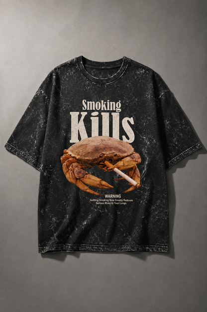 Retro Smoking kills Acid Washed Tee
