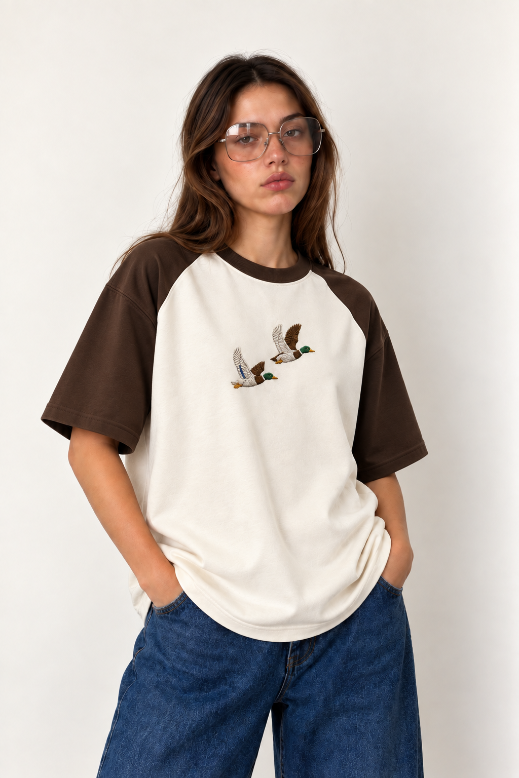 Twin Mallards Embroidered Raglan Tee