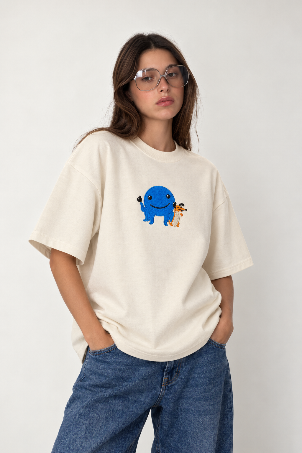 Oswald Buddies- Embroidered Oversized Tee