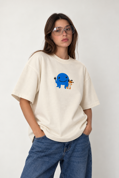 Oswald Buddies- Embroidered Oversized Tee