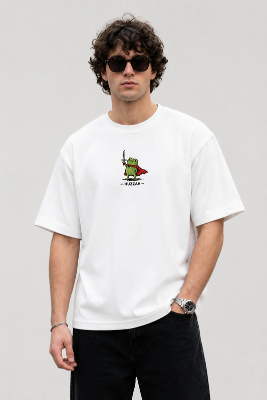 Huzzah- Embroidered Oversized Tee
