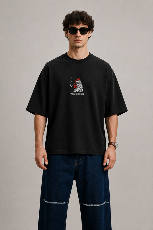 Fried Chicken- Embroidered Oversized tee