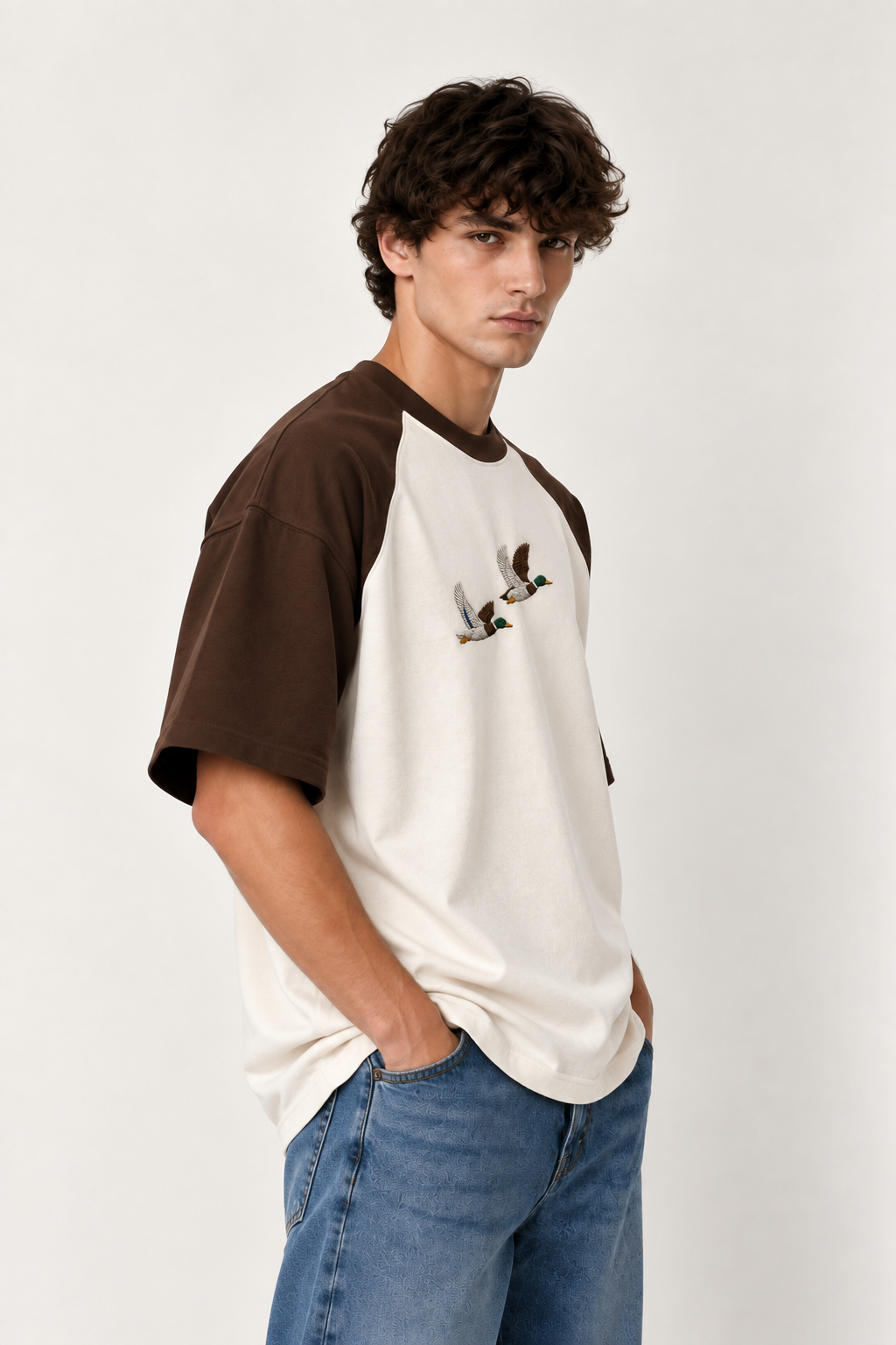 Twin Mallards Embroidered Raglan Tee