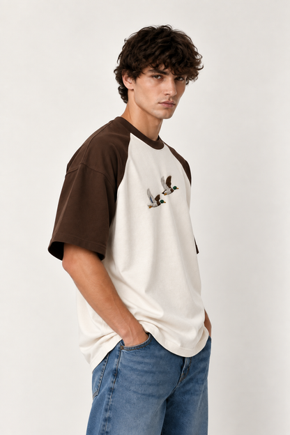 Twin Mallards Embroidered Raglan Tee