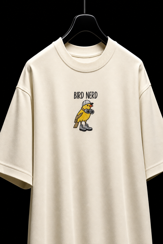 Bird Nerd Oversized Embroidered Tee