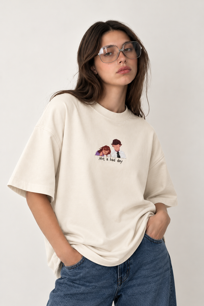 Jim & Pam Embroidered Oversized Tee