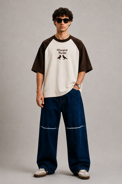 Attempted Murder Embroidered Raglan Tee