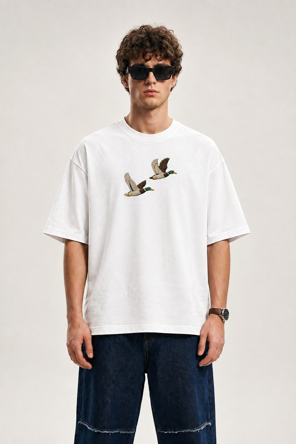 Twin mallard Embroidered Oversized tee