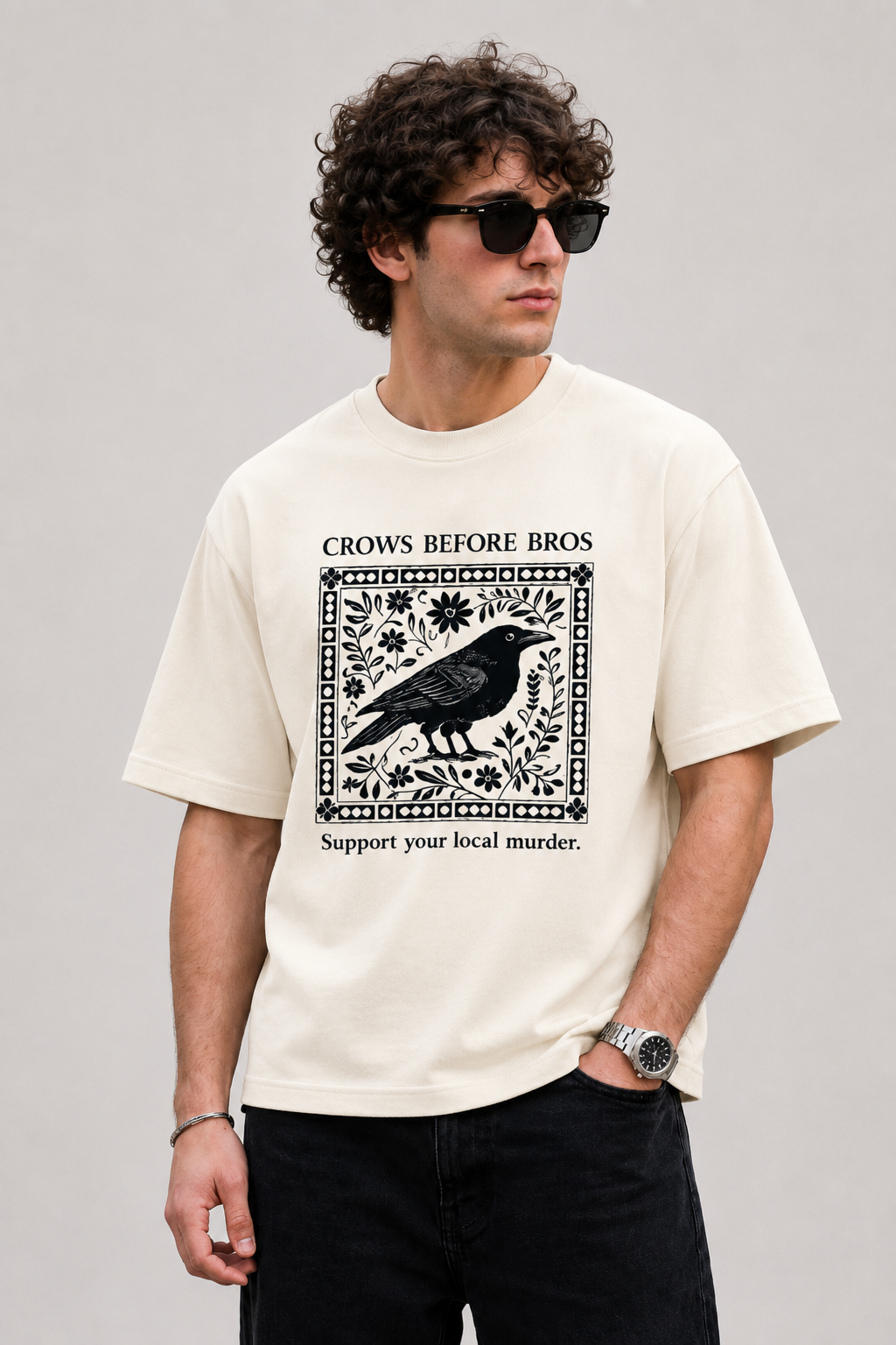 Crows Before Bros-Oversized Tee