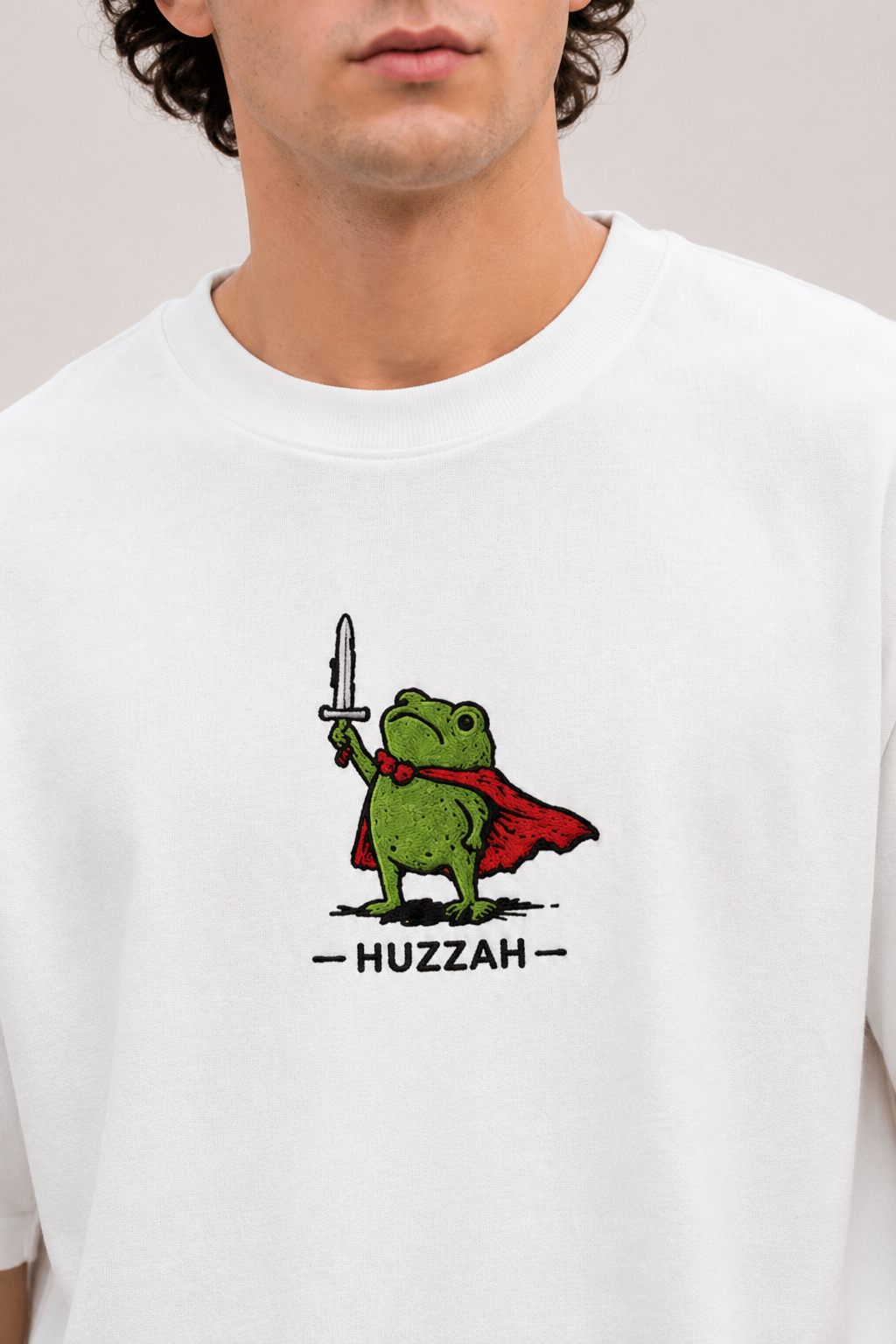 Huzzah- Embroidered Oversized Tee