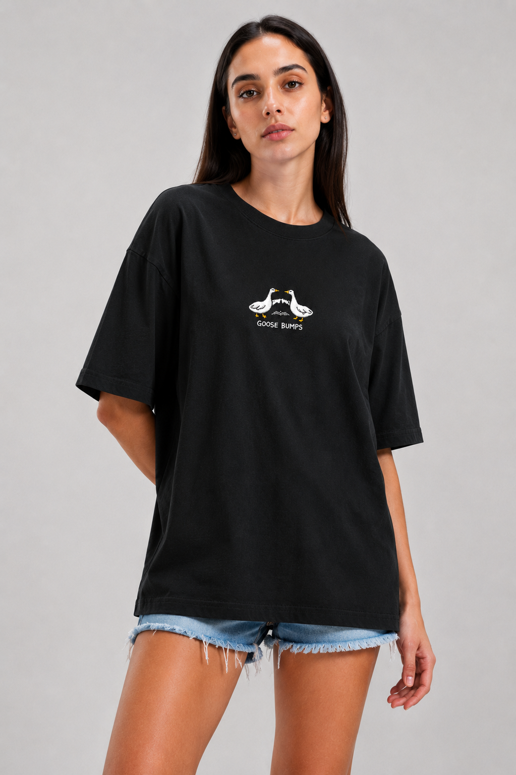 Goose Bumps- Embroidered Oversized Tee