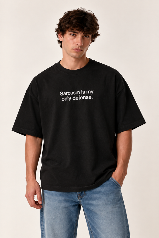 Sarcasm- Embroidered Oversized Tee