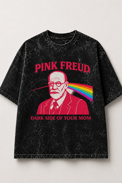Pink Freud Oversized Acid Wash Tee