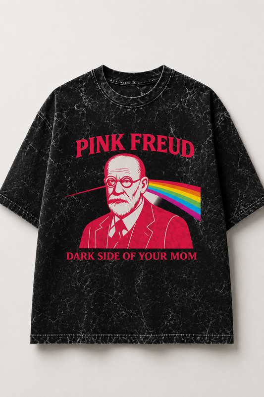 Pink Freud Oversized Acid Wash Tee
