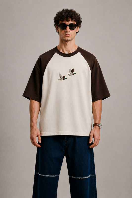 Twin Mallards Embroidered Raglan Tee
