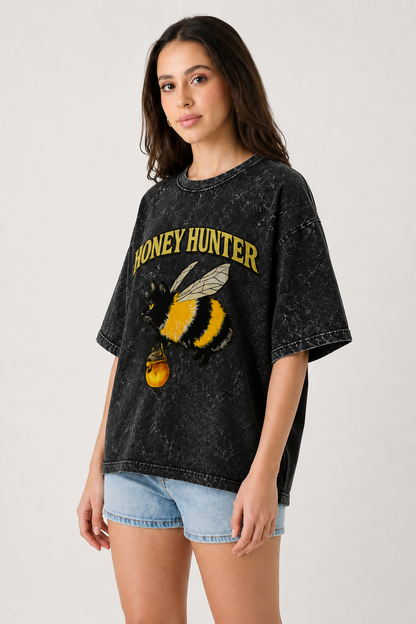 Honey Hunter Acid Washed Oversized Tee