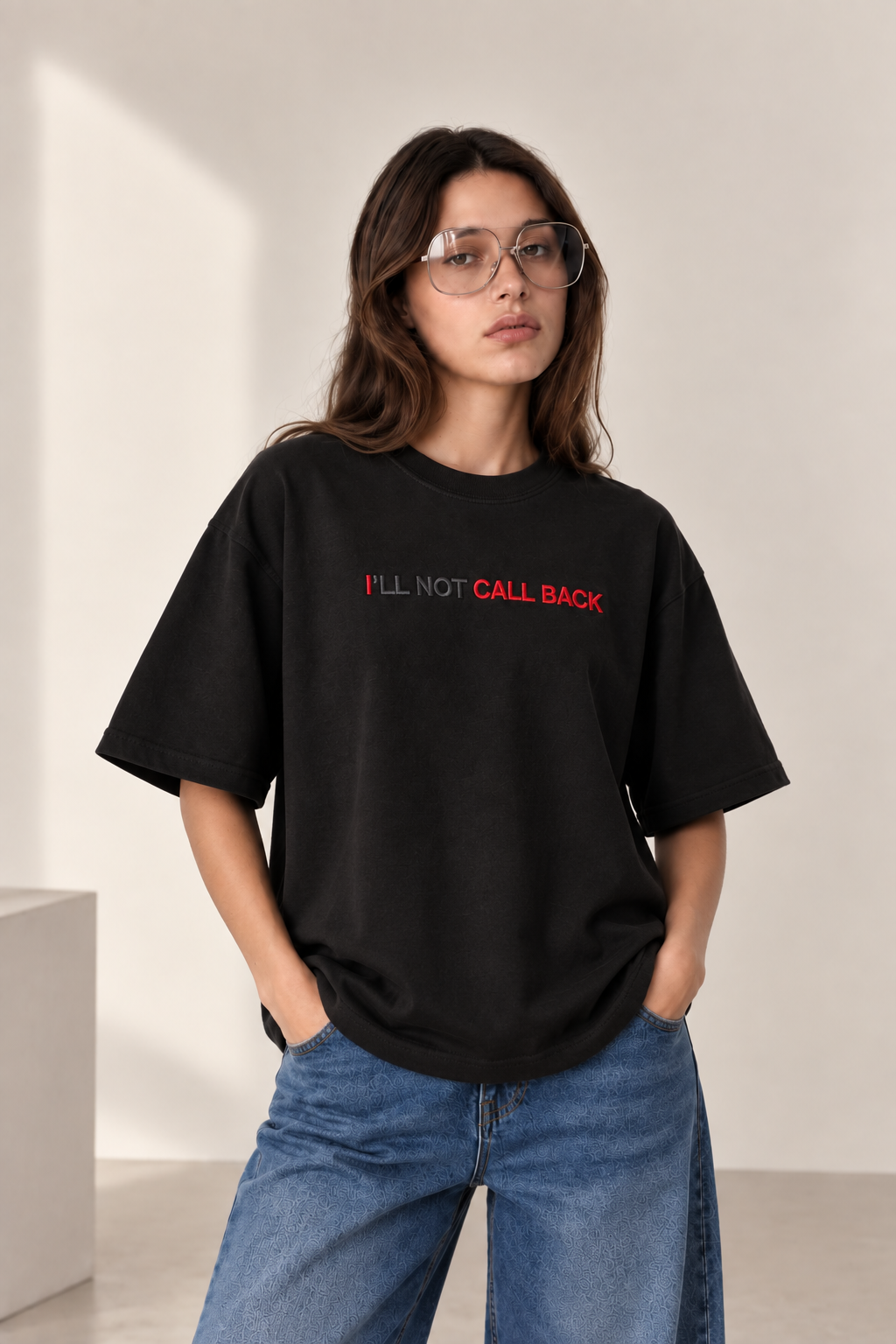 No Call Back-Embroidered Oversized Tee