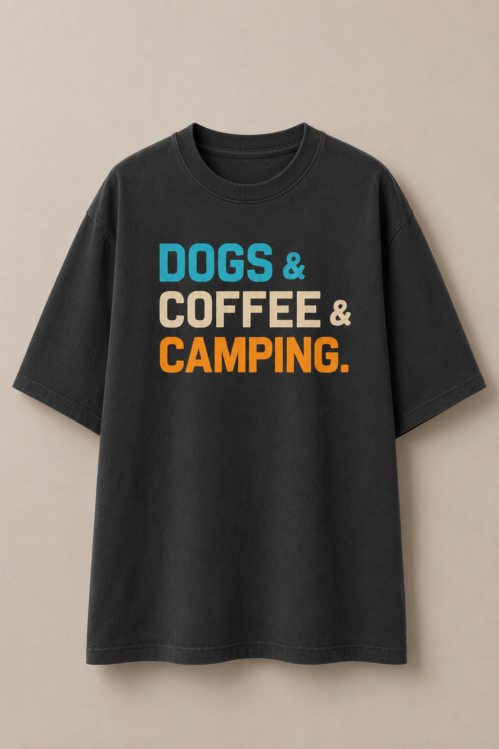 Dog, Coffee & Camping-Oversized Tee