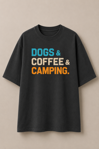 Dog, Coffee & Camping-Oversized Tee