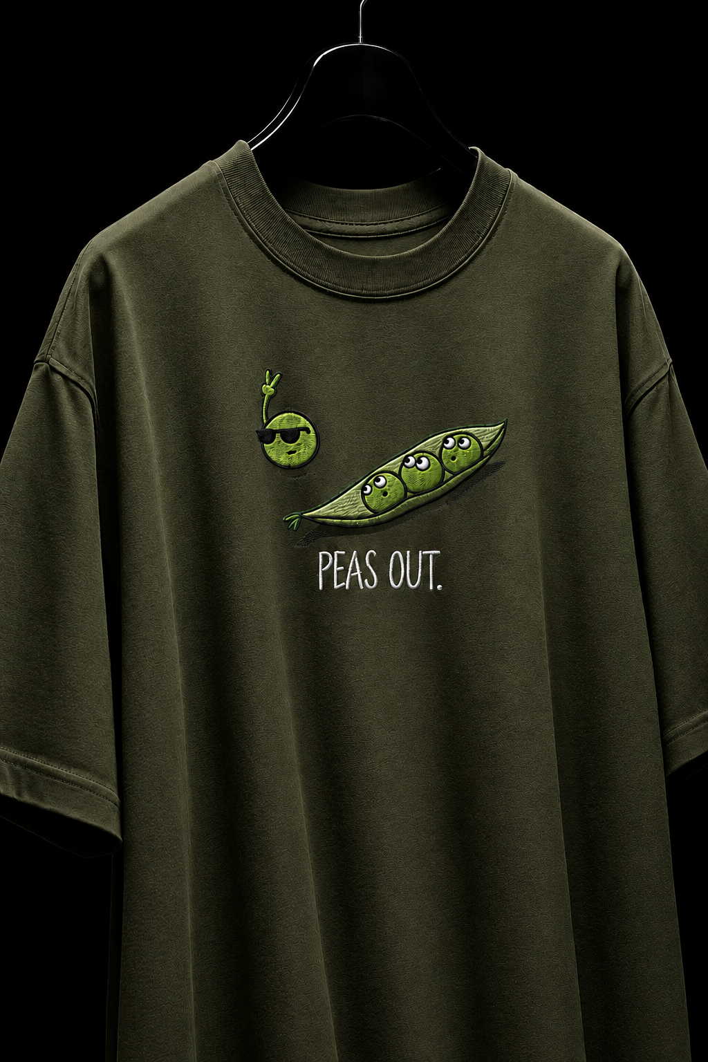 Peas Out — Embroidered Oversized Tee