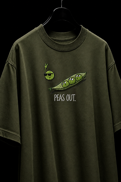 Peas Out — Embroidered Oversized Tee