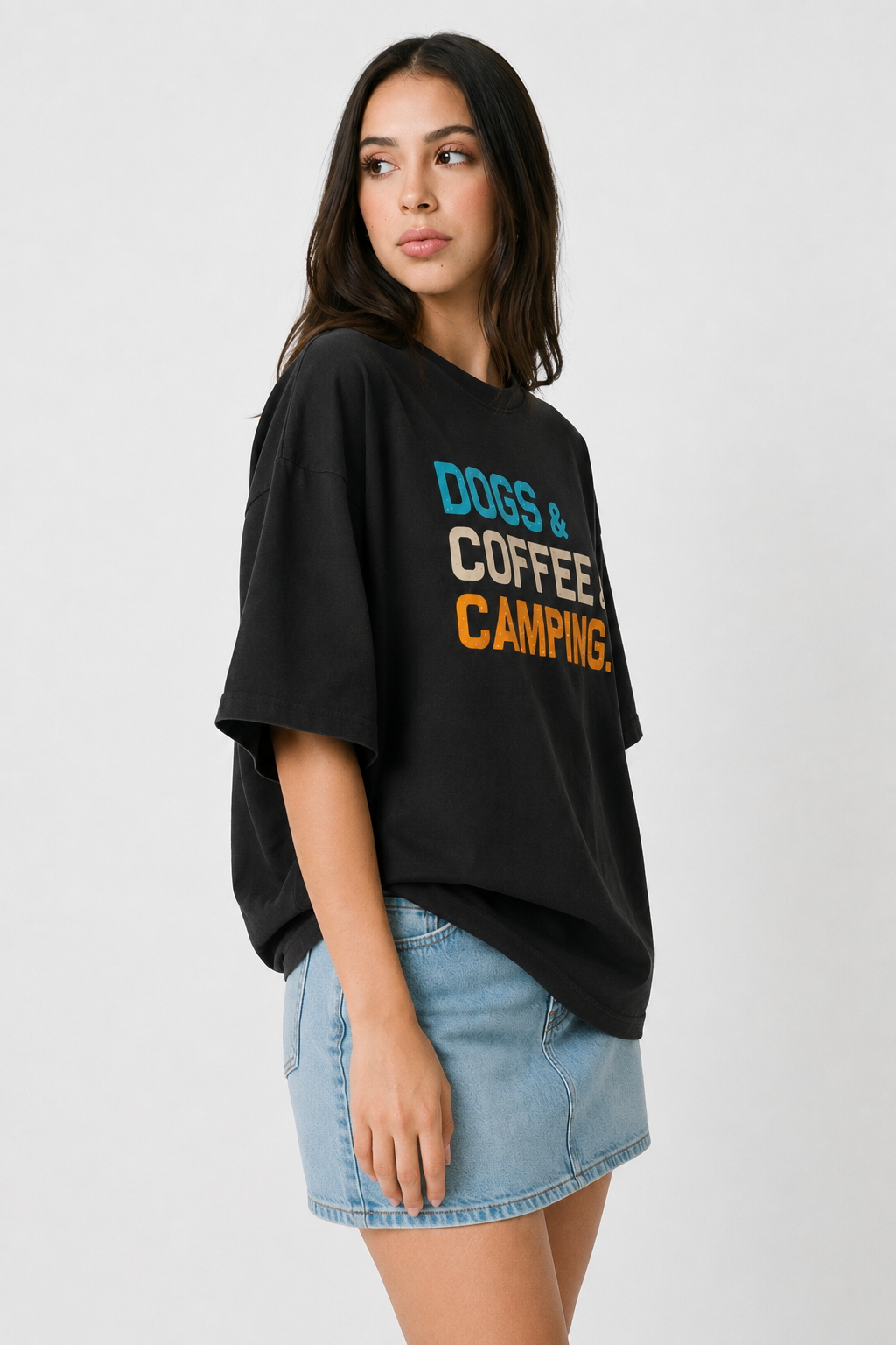 Dog, Coffee & Camping-Oversized Tee