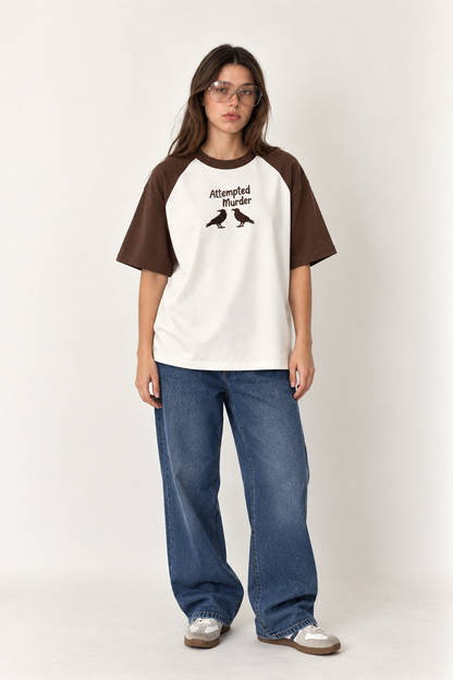 Attempted Murder Embroidered Raglan Tee