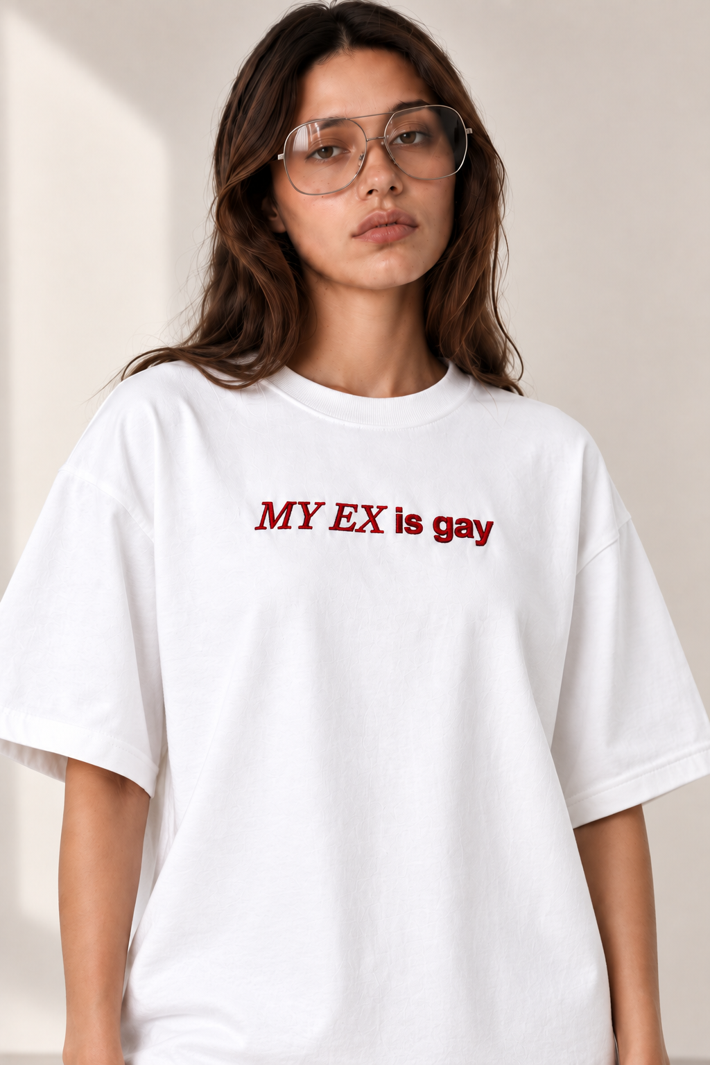 Ex is gay- Embroidered Oversized tee