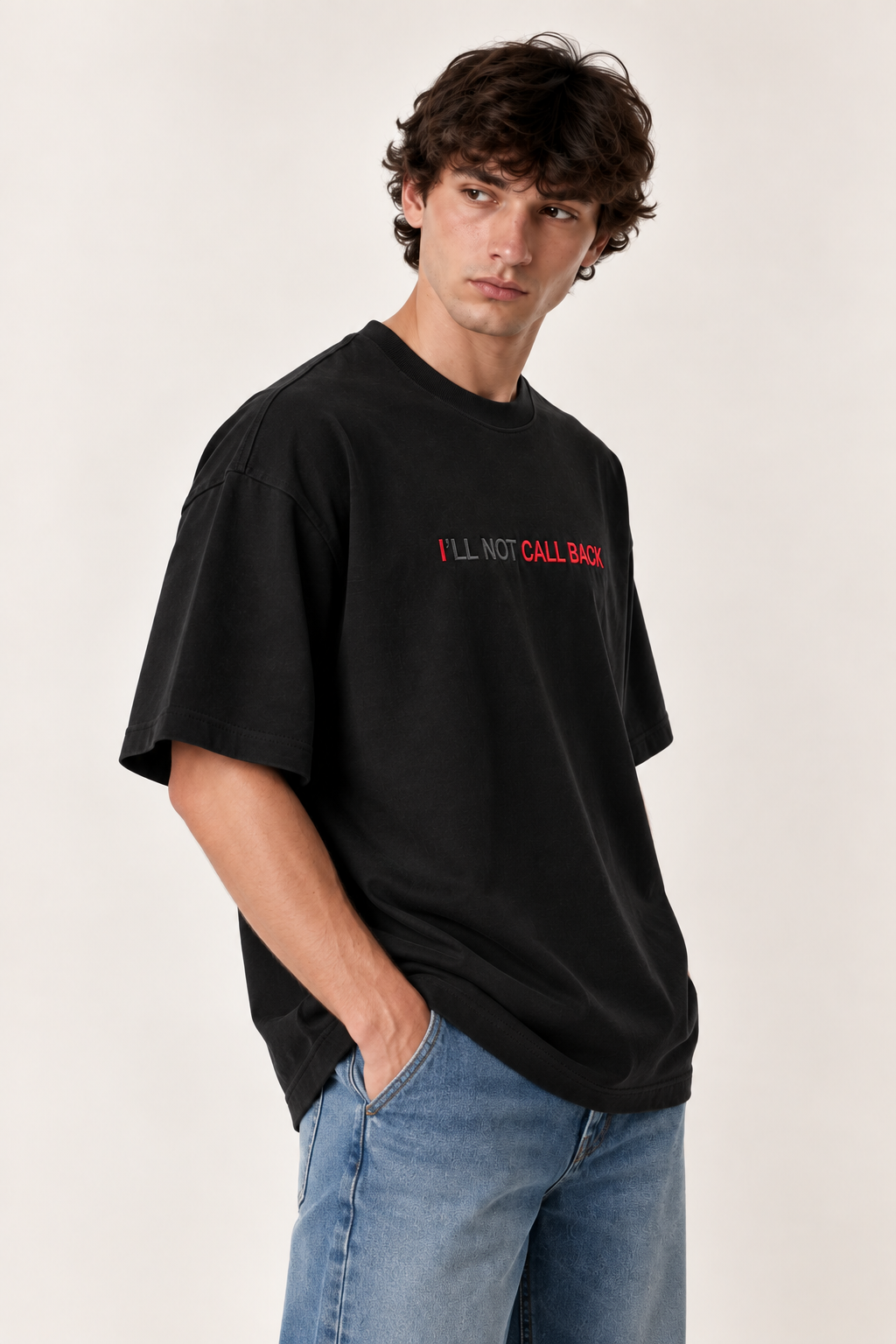 No Call Back-Embroidered Oversized Tee