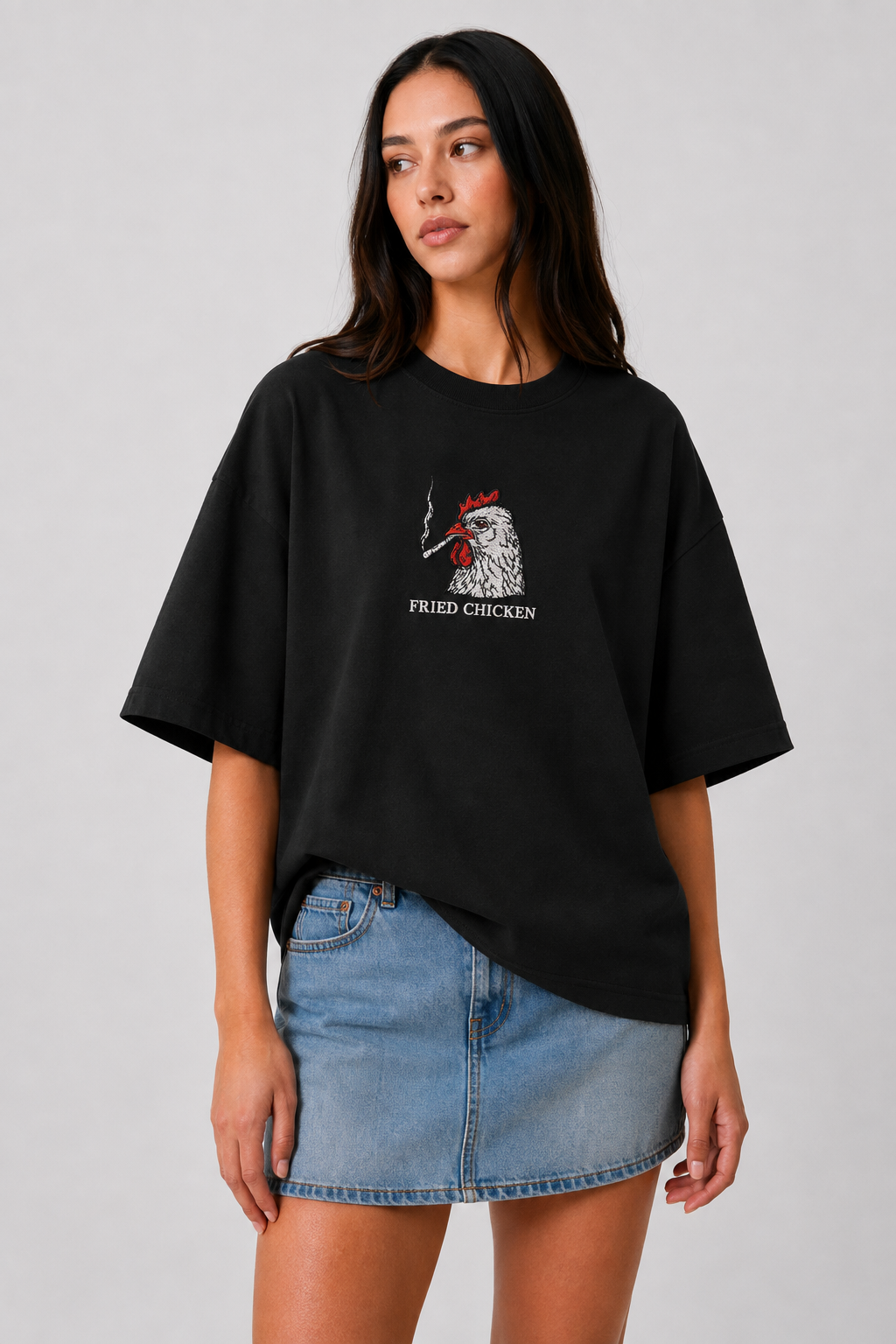 Fried Chicken- Embroidered Oversized tee