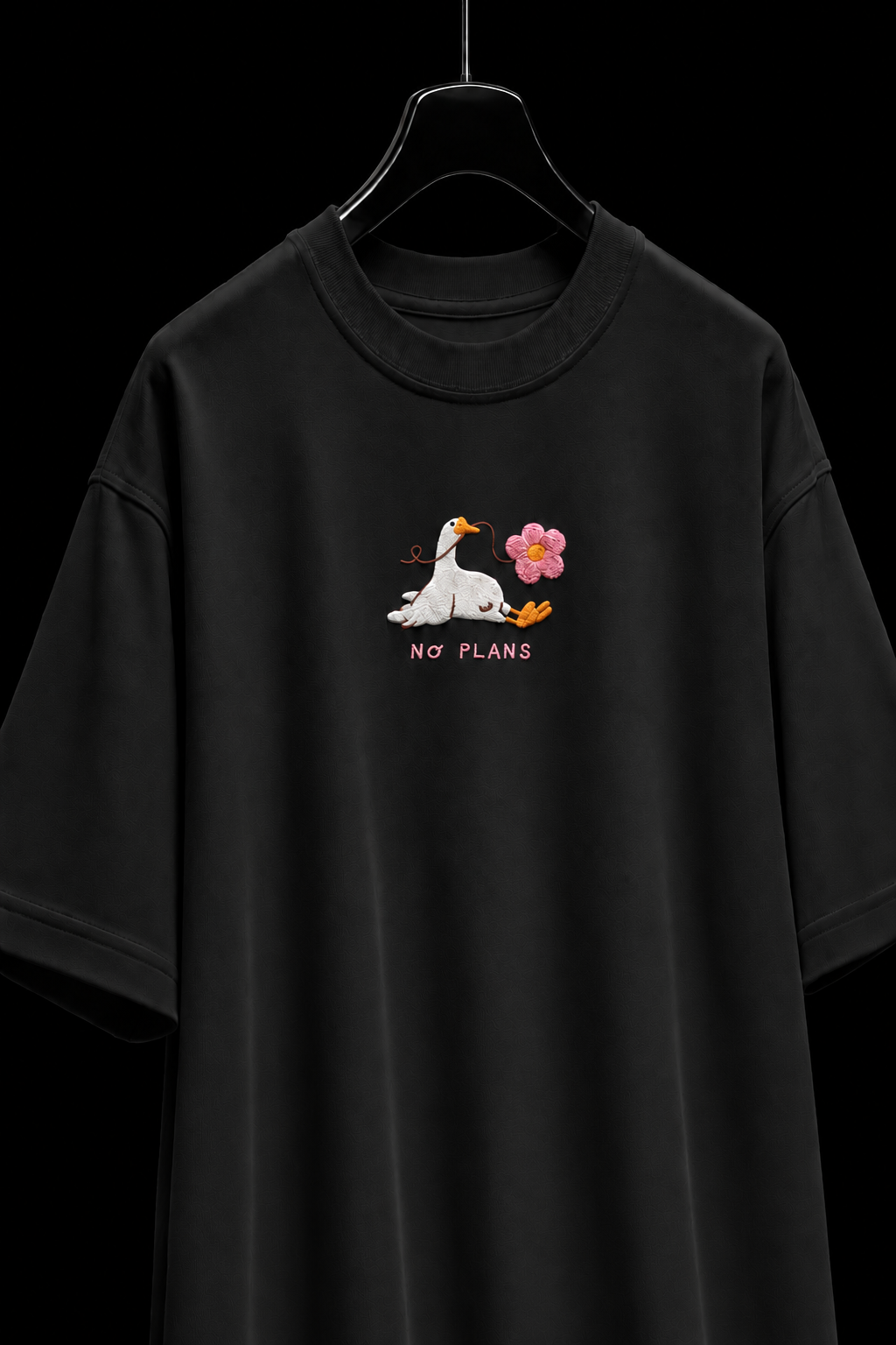 No Plans-Embroidered Oversized Tee