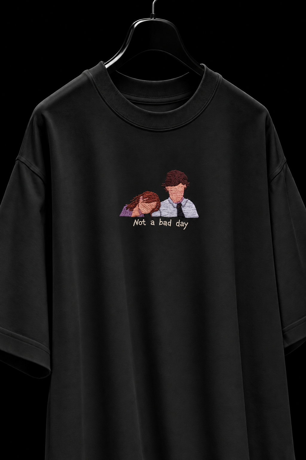 Jim & Pam Embroidered Oversized Tee