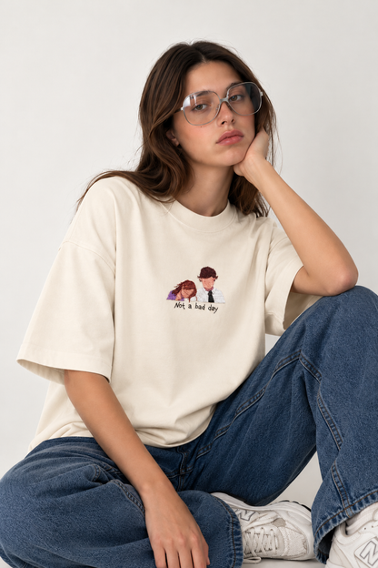 Jim & Pam Embroidered Oversized Tee